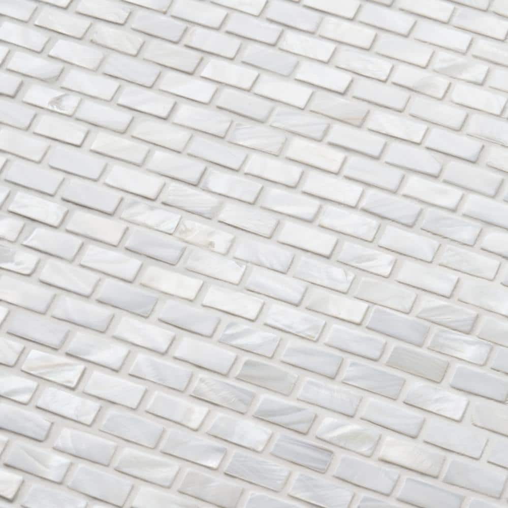 White Mother of Pearl Seashell Brick Mosaic Wall Tile