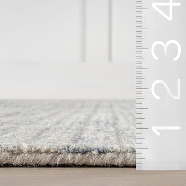 Melrose Checked Wool Light Blue & Grey 10 ft. x 14 ft. Indoor/Outdoor Patio Rug