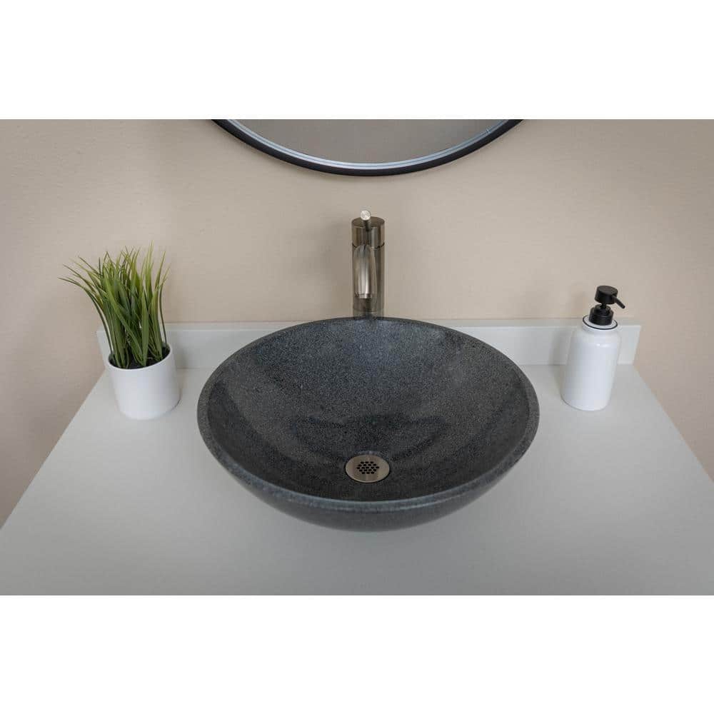 Sesame Gray Granite Circular Wall-Mount Bathroom Sink