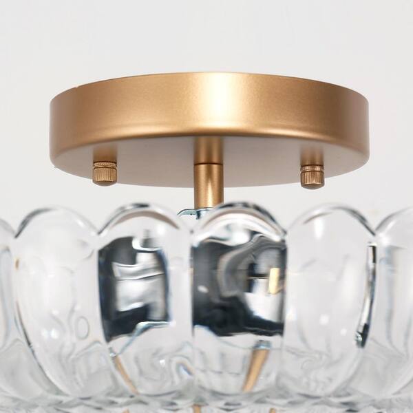 Emeritpro 7.1 in. 3-Light Flush Mount Ceiling Light, Gold Finish
