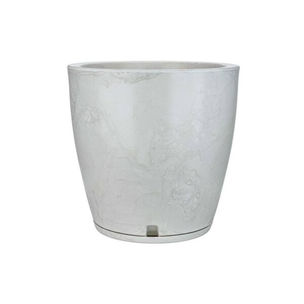 FLORIDIS Amsterdan Large White Marble Effect Resin Planter Bowl10.16.