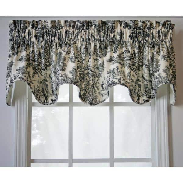 Victoria Park Black Cotton Scallop Valance with Rod Pocket
