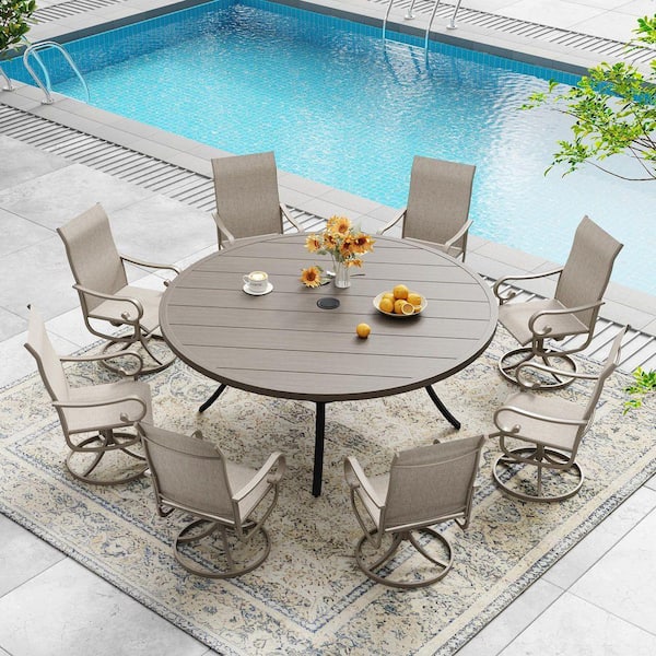 Espresso 3-Piece Rubber Wood Outdoor Dining Set, Drop Leaf