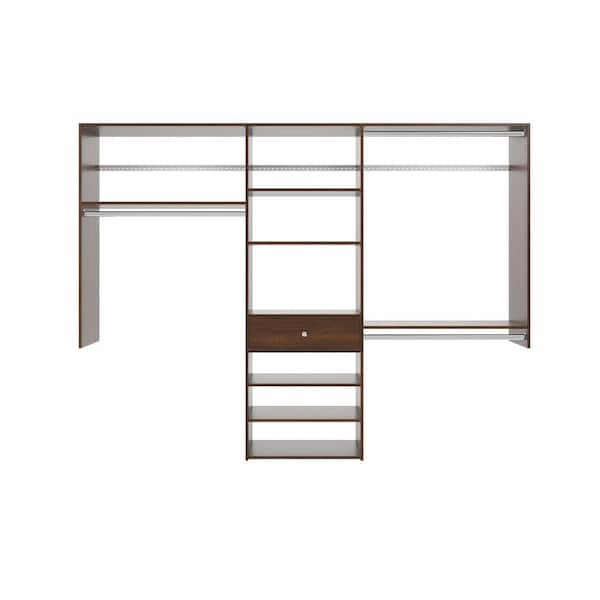 Closet Evolution 14 in. D x 96 in. W x 72 in. H Espresso Perfect Fit Wood Closet Kit