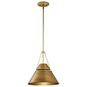 Adina 1-Light Natural Brass Cone Pendant Light and No Bulbs Included