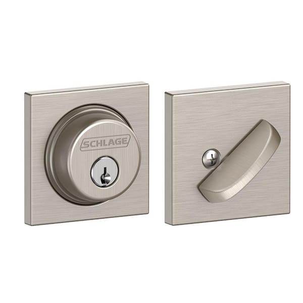 Schlage B60 Series Collins Satin Nickel Single Cylinder Deadbolt Certified Highest for Security and Durability