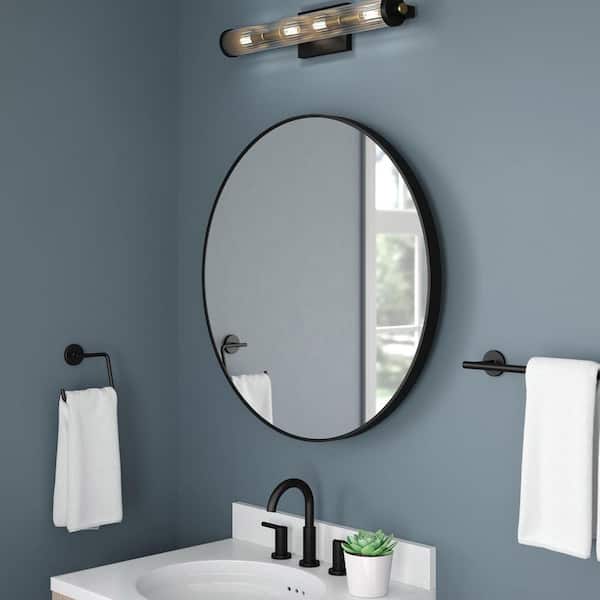 Cesicia 24 in. W x 24 in. H Round Framed Wall Mount Bathroom Vanity Mirror in Black