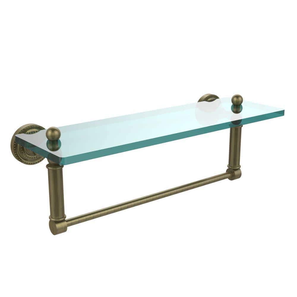 Allied Brass Dottingham 16 in. L x in. H x in. W Clear Glass Vanity  Bathroom Shelf with Towel Bar in Antique Brass DT-1TB/16-ABR The Home  Depot