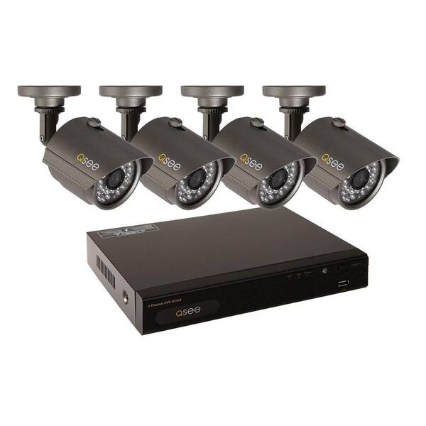 Q-SEE Premium Series 4-Channel Full D1 500GB Video Surveillance System with (4) 900TVL Camera, 100 ft. Night Vision
