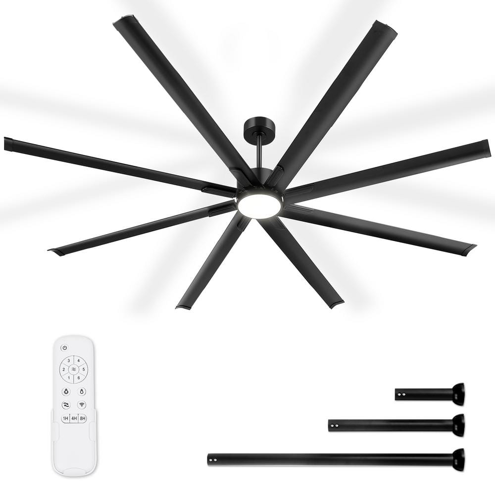 96 in. Integrated LED Indoor/Outdoor Matte Black DC Motor Ceiling Fan with Light and Remote Control price history on PriceWatchPro