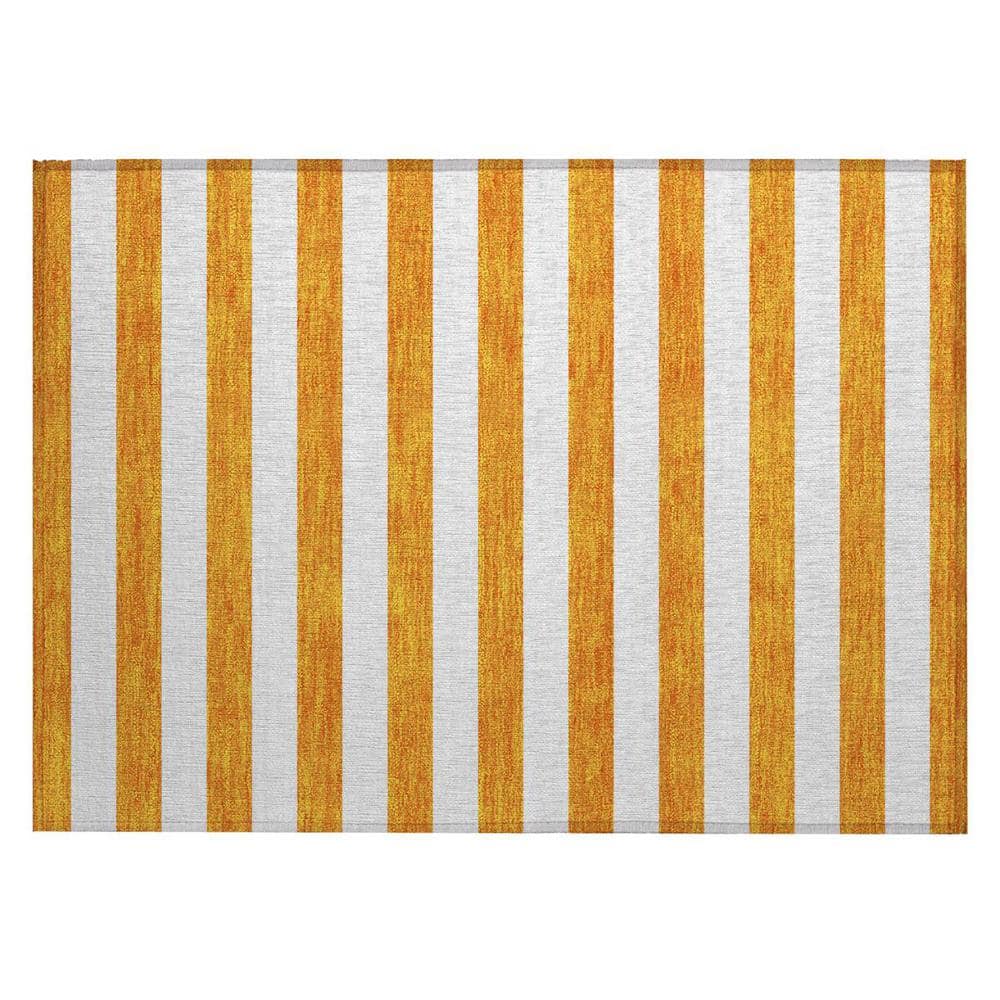 Orange and White 2 ft. x 3 ft. Woven Striped Polyester Rectangle Indoor/Outdoor Area Rug price history on PriceWatchPro