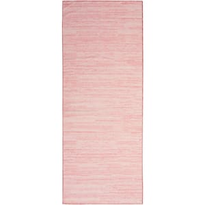 Washable Essentials Pink 2 ft. x 8 ft. All-over design Contemporary Runner Area Rug