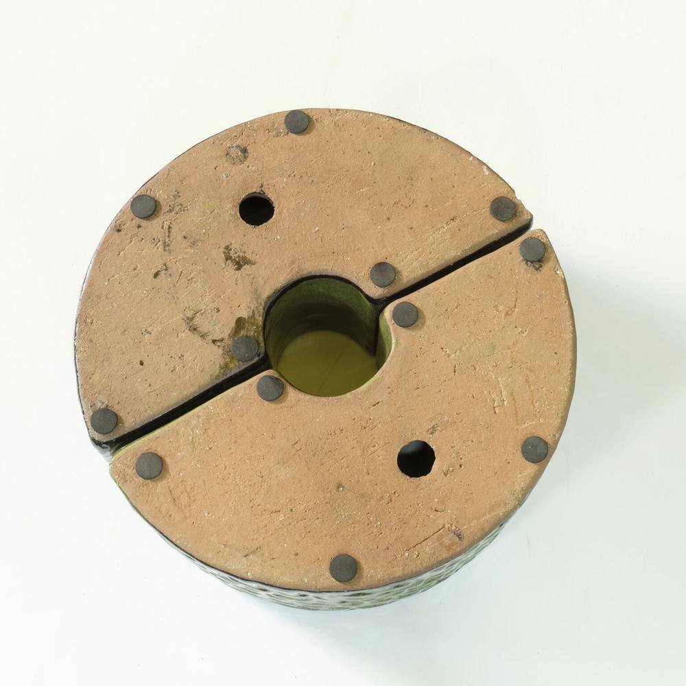 Island Green Ceramic Cobblestone Umbrella Planter