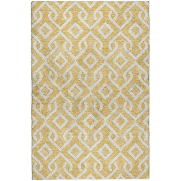Dream Shag Premium Machine Washable Abstract ADS621 Gold 10 ft. x 14 ft. Area Rug