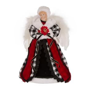 12 in. H Black and White Plaid Angel Tree Top