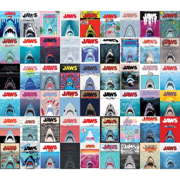 108 in. x 123 in. JAWS 50th Anniversary Posters Peel and Stick Mural