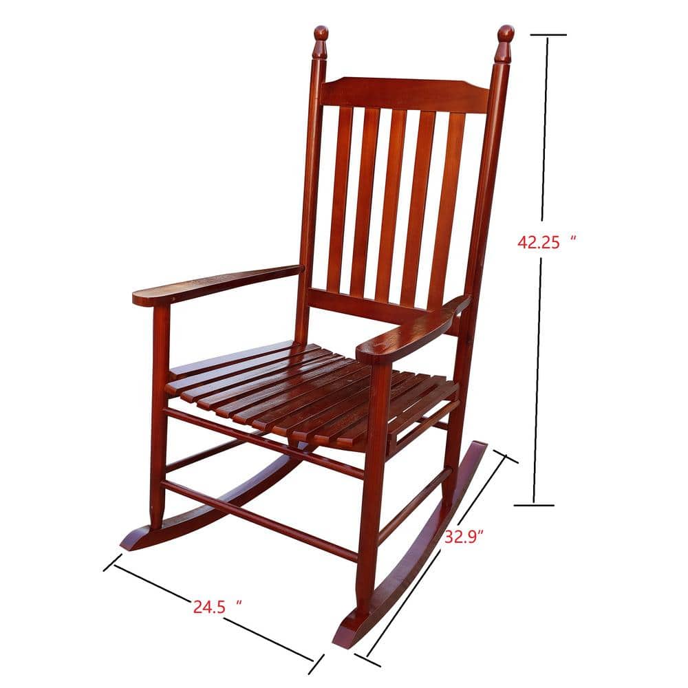 Brown Wooden Porch Rocking Chair with Armrests