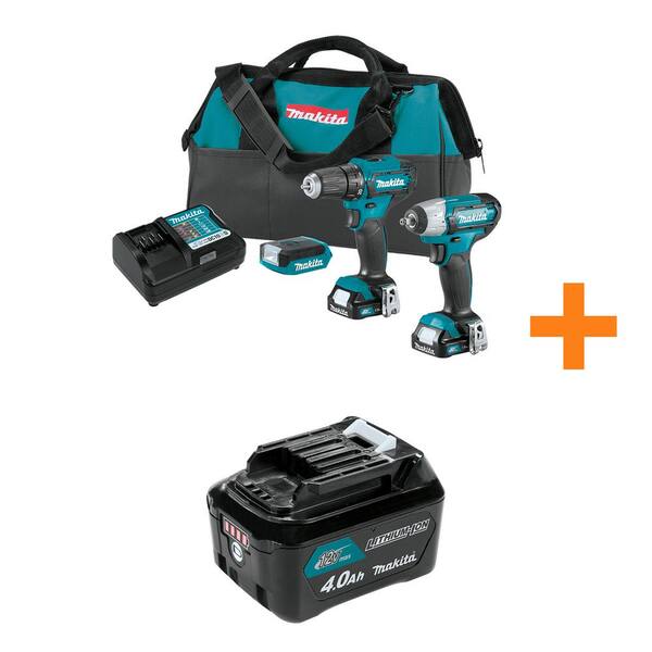 Makita 12V max CXT Lithium-ion 3-Pc Combo Kit (Driver-Drill/Impact Wrench/Light) 1.5Ah with Bonus 12V max CXT Battery 4.0Ah