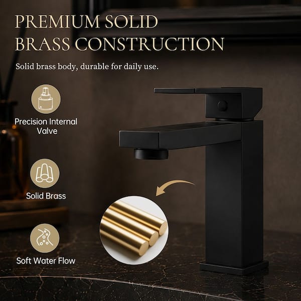 BWE Single Hole Single-Handle Bathroom Faucet in Matte Black A