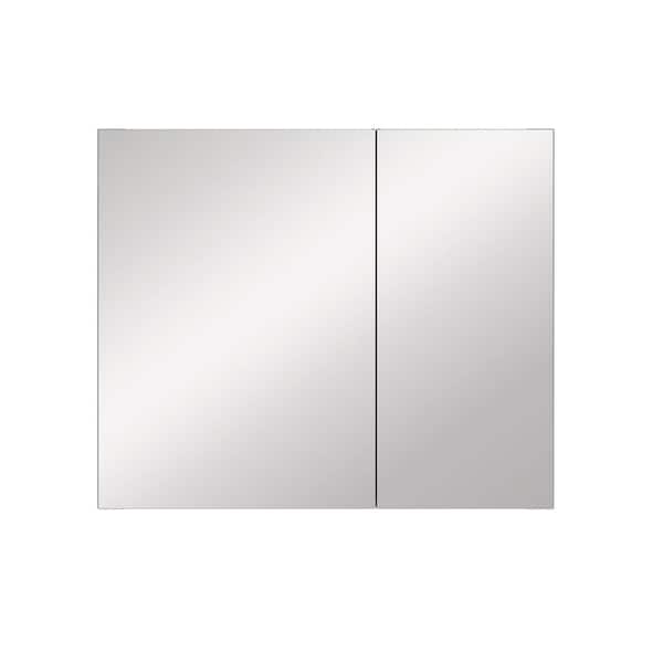 36 in. W x 30 in. H Rectangular Aluminum Recessed/Surface Mount Frameless Medicine Cabinet with Mirror and Blum Hinges