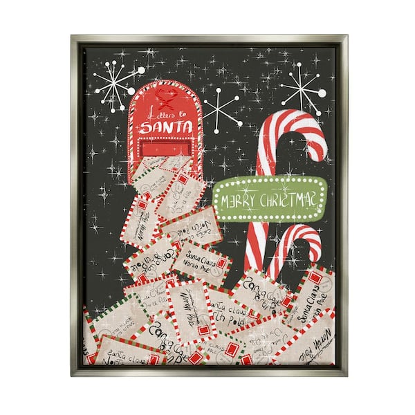 Stupell Industries Letters For Santa Mail by Hannah Byatt 1-Piece Floater Frame Graphic Print Typography Poster Art Print 21 in. x 17 in.