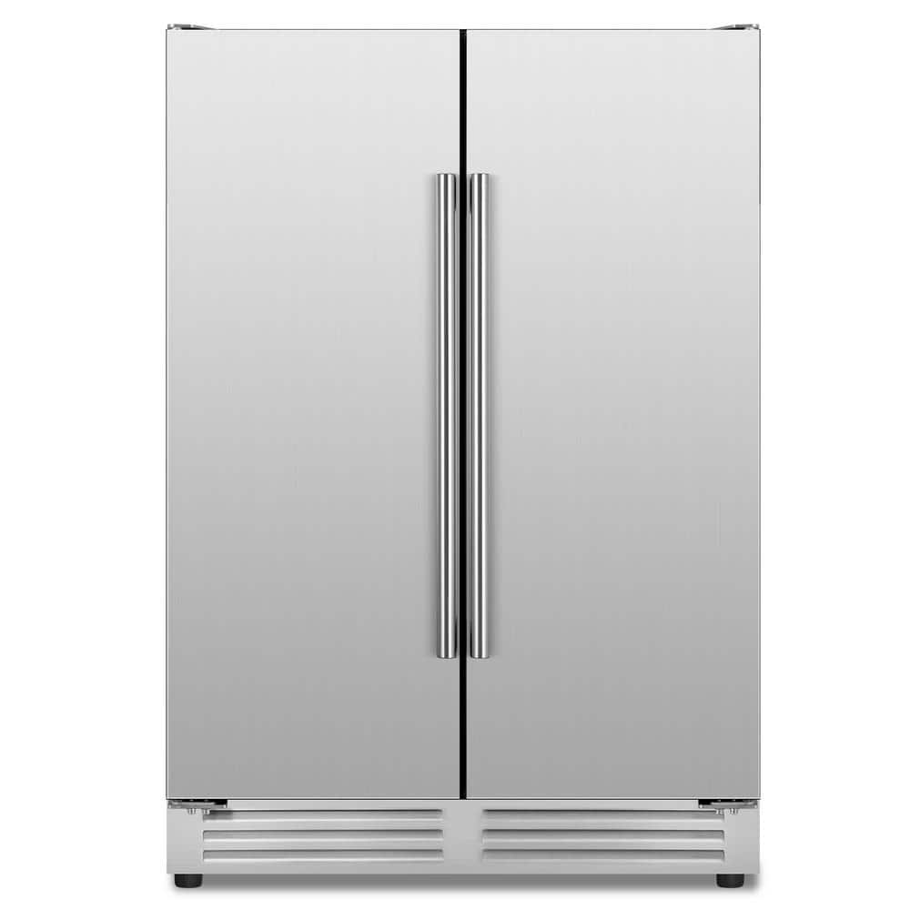 Tittla 24" Silver Beverage Refrigerator with French Doors 150-Can Capacity, Built-in or Freestanding Beer and Drink Cooler