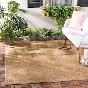 Courtyard Gold/Natural Doormat 3 ft. x 5 ft. Border Indoor/Outdoor Patio Area Rug
