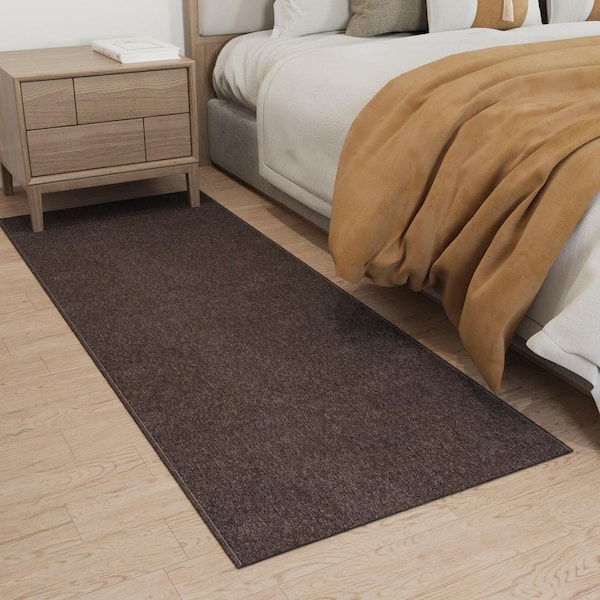 Oscar Non-Slip Rubberback Modern Solid 2X7 Indoor Runner Rug, 1 ft. 10 in. x 7 ft., Brown