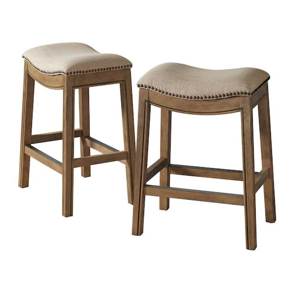 Alaterre Furniture Williston Natural Counter Height Stool (2-Pack) with Cushioned Seat