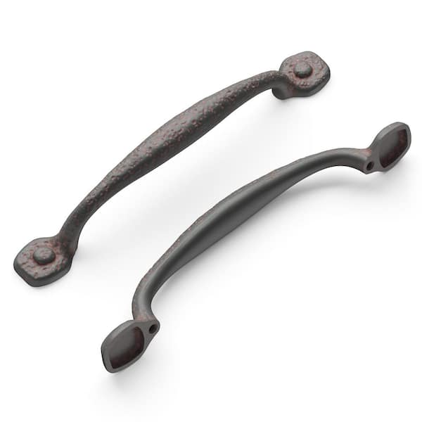 HICKORY HARDWARE Refined Rustic Collection 8 in. Distressed Brown Rustic Iron Cabinet Appliance Pull (5-Pack)