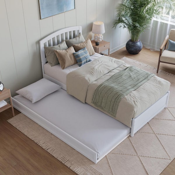 AFI Lucia White Solid Wood Frame Twin XL Platform Bed with