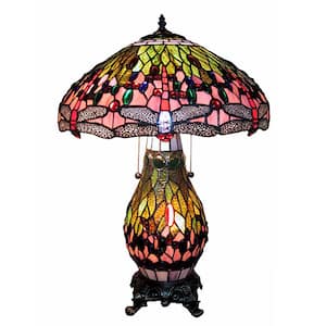 26 in. Dragonfly Multicolored Brown Table Lamp