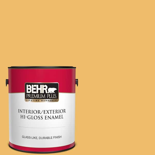 BEHR PREMIUM PLUS 1 gal. Home Decorators Collection #HDC-MD-24 Luscious Lemon Hi-Gloss Enamel Interior/Exterior Paint