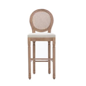 Beige and Natural Wood Side Chair (Set of 2) with Rattan Back