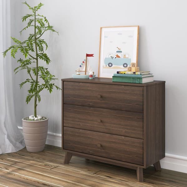 Walnut 3 Drawer 37 in. Wide Dresser