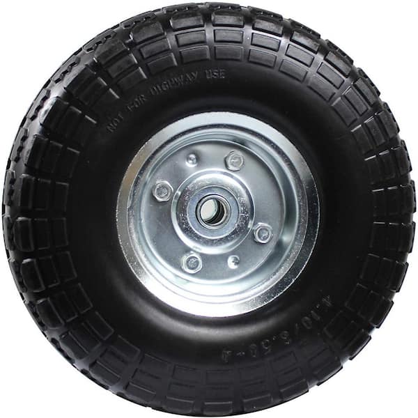 10 in. Dia Flat Free All Purpose Tire with 5/8 in. Ball Bearing Axle Bore  Dia, Black 50501 - The Home Depot
