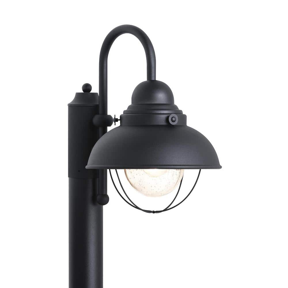 Sebring 1-Light Black Outdoor Post Lantern with Clear Seeded Glass Diffuser price history on PriceWatchPro