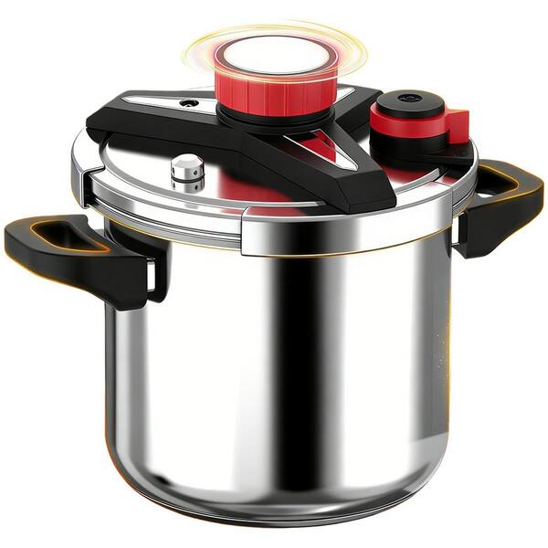 Mirror Silver 6 qt. 18/8 Stainless Steel 3-In-1 Pressure Cooker, Includes Glass Lid Steamer, Gas Stovetop Compatible