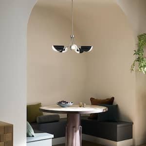 Arcus 29.25 in. 5-Light Satin Nickel and Black Modern Shaded Convertible Chandelier for Dining Room