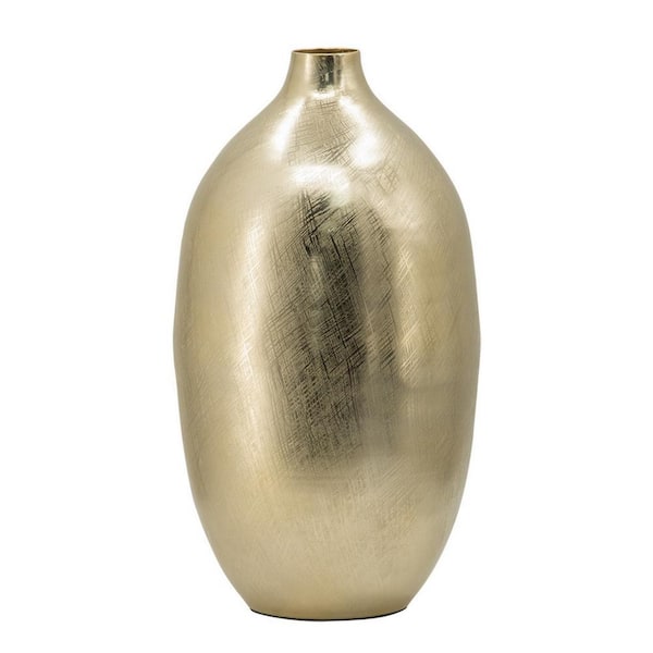 Benjara Gold Tall Urn Metal Vase