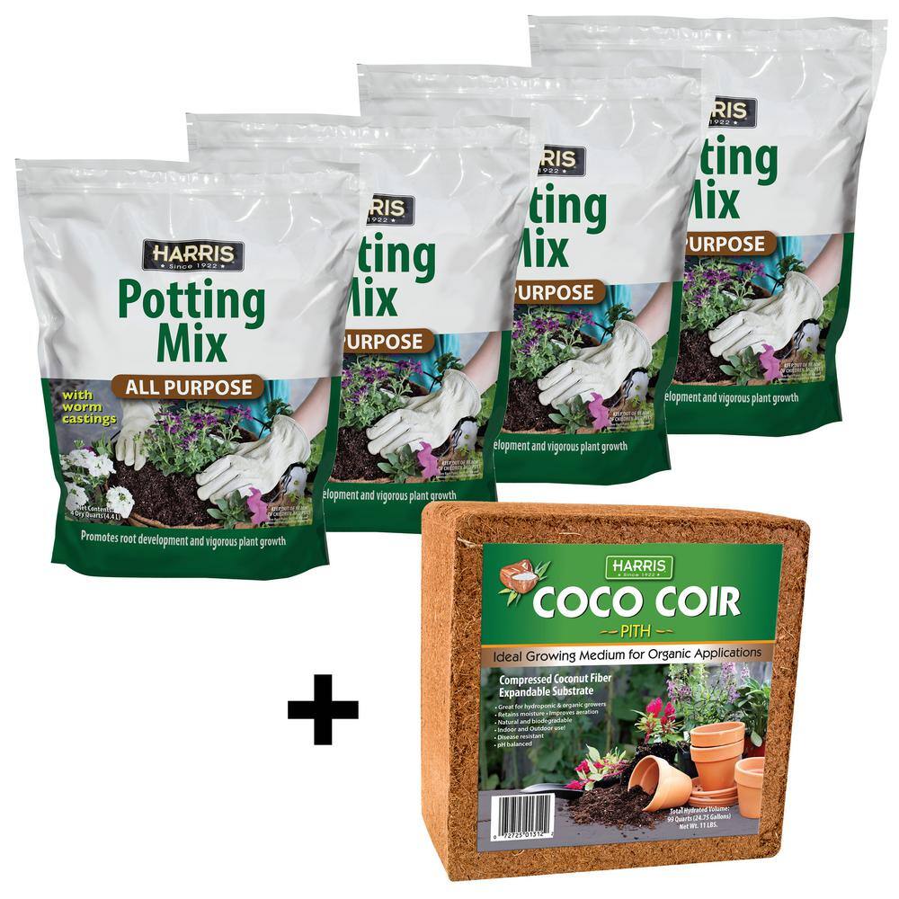 Harris 4 Qt. All Purpose Potting Soil Mix with Worm Castings (4-Pack ...