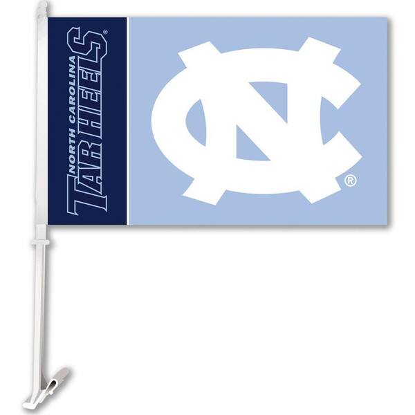 BSI Products NCAA 11 in. x 18 in. North Carolina 2-Sided Car Flag with 1-1/2 ft. Plastic Flagpole (Set of 2)