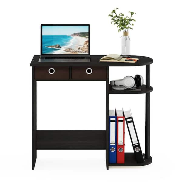 Furinno 32 in. Rectangular Espresso Computer Desk with Hutch