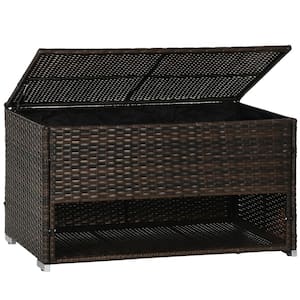 40 Gal. Brown Rattan Wicker Deck Box and Shoe Storage