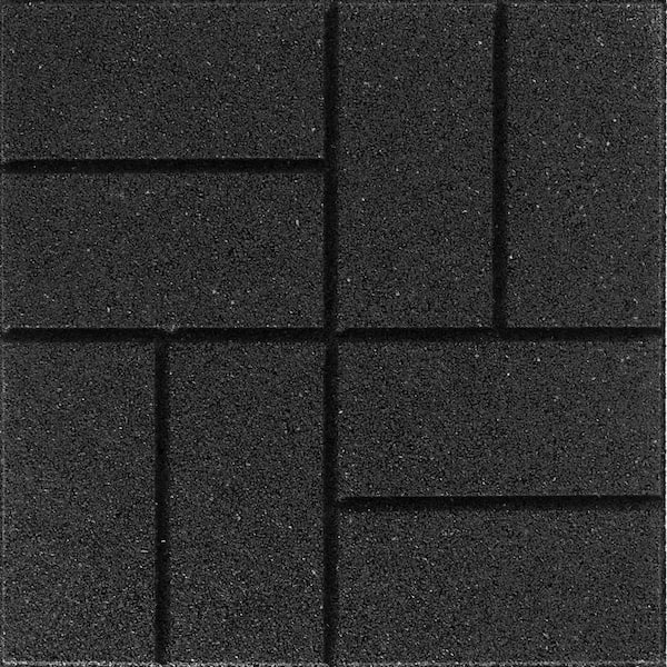 Multy Home Envirotile 16 in. x 16 in. Square Black Reversible Brickface/Flat Profile Rubber Paver