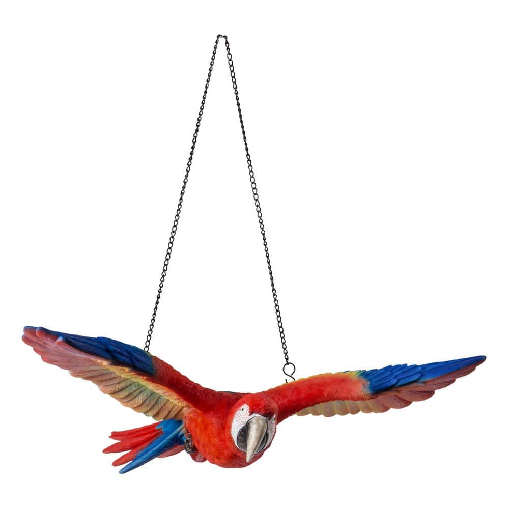 パロットコンプリートスキン/Red winged Parrot HI-LINE GIFT LTD. Scarlet Parrot Flying Garden Statue 87814