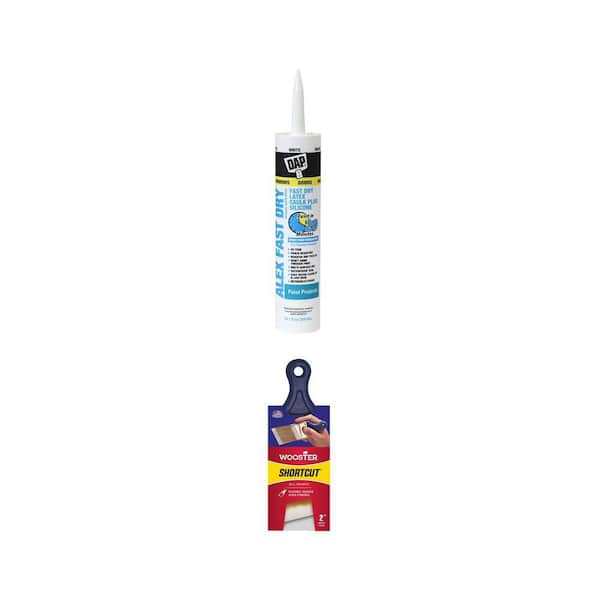 Alex Fast Dry White Acrylic Latex Plus Silicone Caulk, 10.1 Oz. with 2 in. Polyester Angled Sash Brush Combo