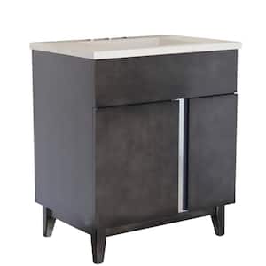 Mia 31 in. W x 22 in. D Bath Vanity in Brown with Concrete Vanity Top in White with White Rectangle Basin