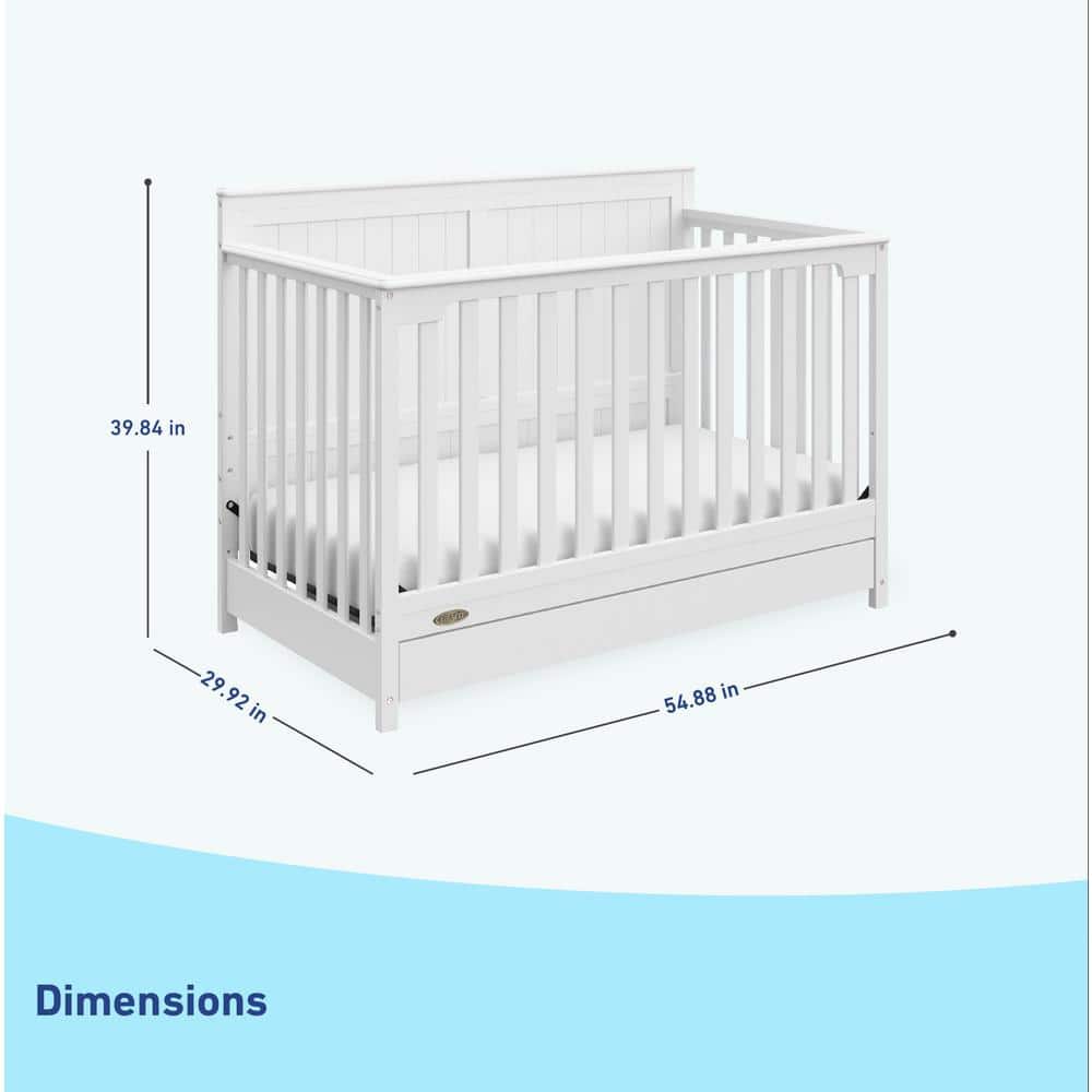 White 5-in-1 Convertible Crib with Storage Drawer