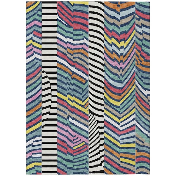 Chantille Machine Washable Indoor/Outdoor Abstract ACN3044 Navy 8 ft. x 10 ft. Area Rug